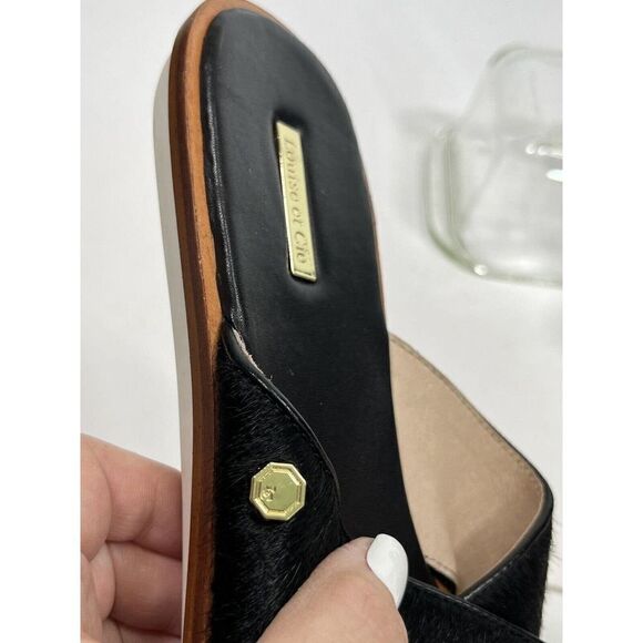 Louise et Cie Adalla Sandals Black Cow Hair Fur Size 9 B Slip On Rubber Soles - Picture 8 of 14